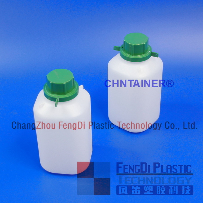 Frasco de amostra quadrado com tampa verde 750ml para análise de combustível de bunker