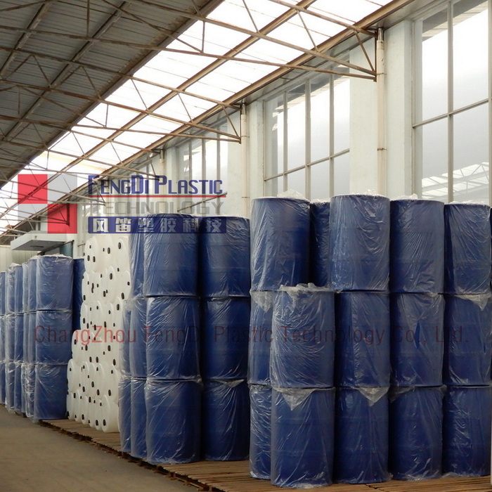 Tambor de plástico de cabeça apertada de 200 litros com 2 plugues