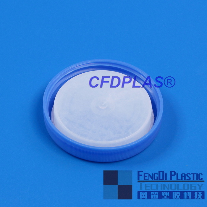 Tampa de parafuso azul com nervuras com nervuras de 63 mm com plugue interno LDPE