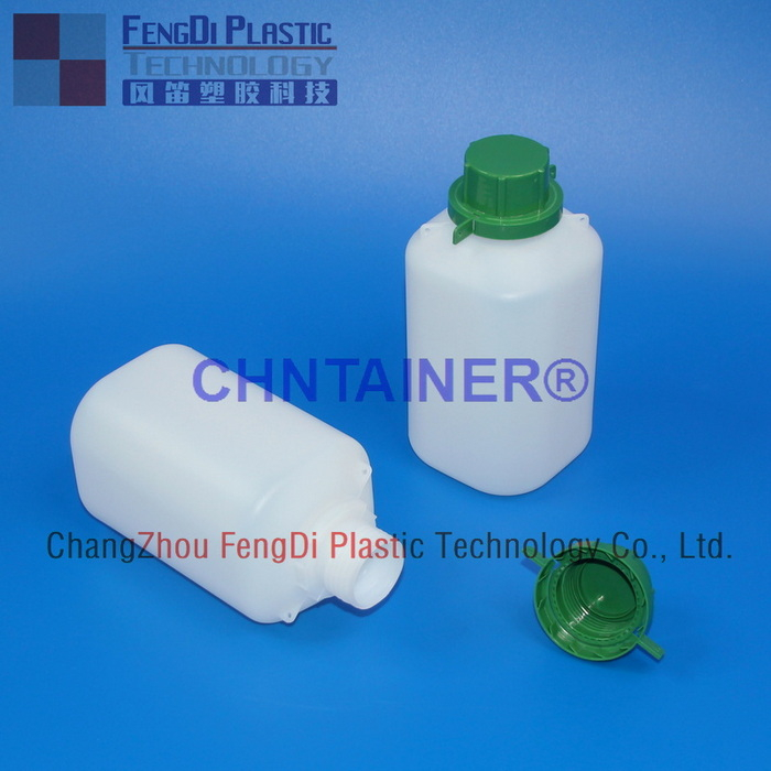 Frasco de amostra quadrado com tampa verde 750ml para análise de combustível de bunker