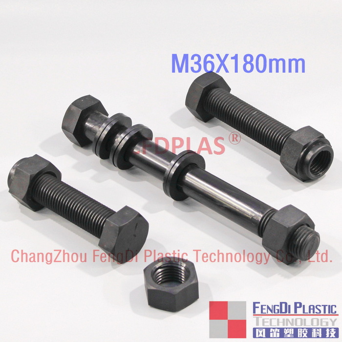 Bolts de hexagon de nylon preto M36x180mm