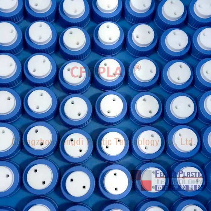 Tampas de garrafa de fase móvel para reservatórios GL45, 2 portas, colar PBT